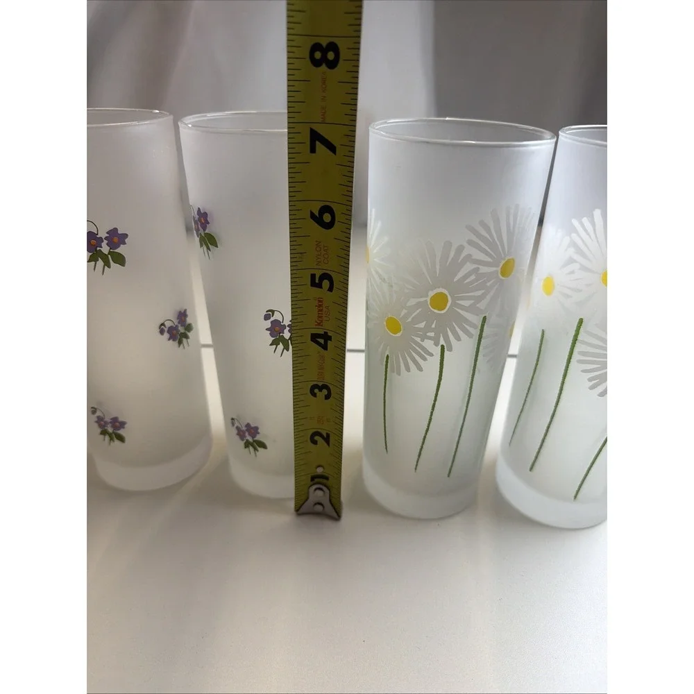 6 Dartington Designs Frosted Highball Glasses Spring Time Flowers Made In France